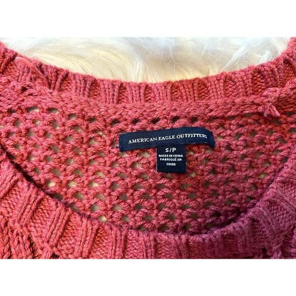 American Eagle Women's Small Rose Mauve Open Knit Sweater - Picture 6 of 7